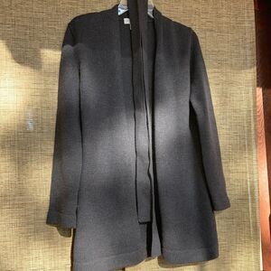 Brooks Brothers merino wool long open cardigan sweater with belt dark grey